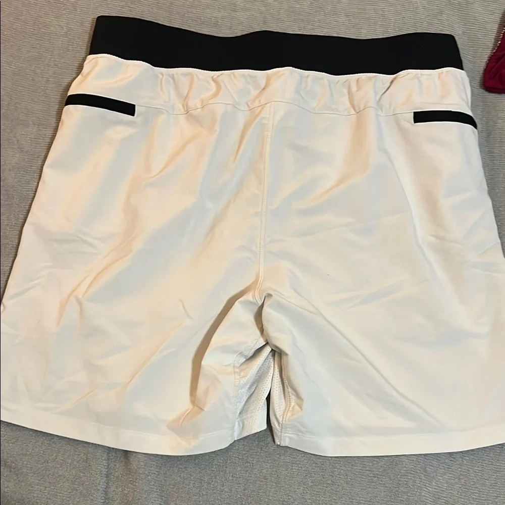Fabletics Men's White and Black Athletic Shorts - Picture 3 of 3